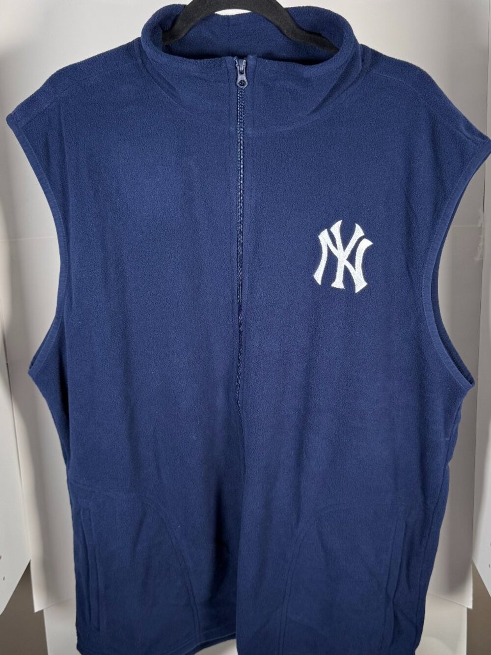 New York Yankees Fleece Vest XL Full Zip Blue MLB Baby Ruth Embroidered